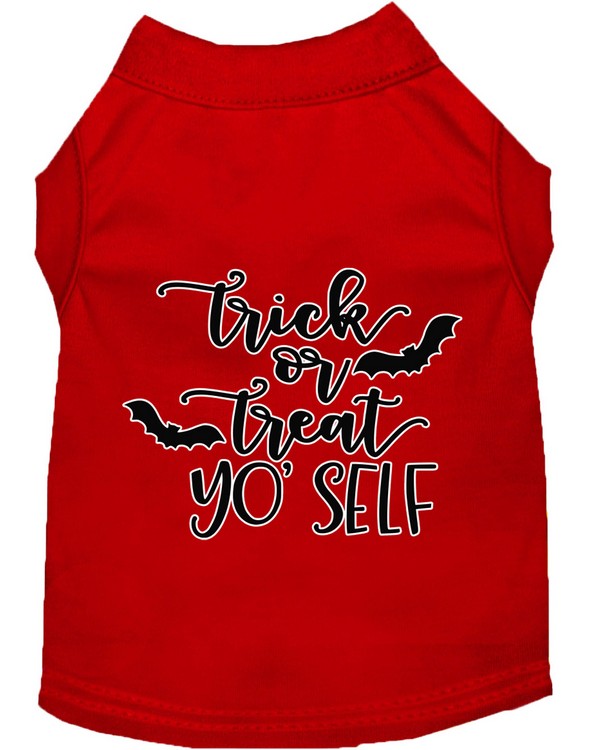 Trick or Treat Yo' Self Screen Print Dog Shirt Red XL